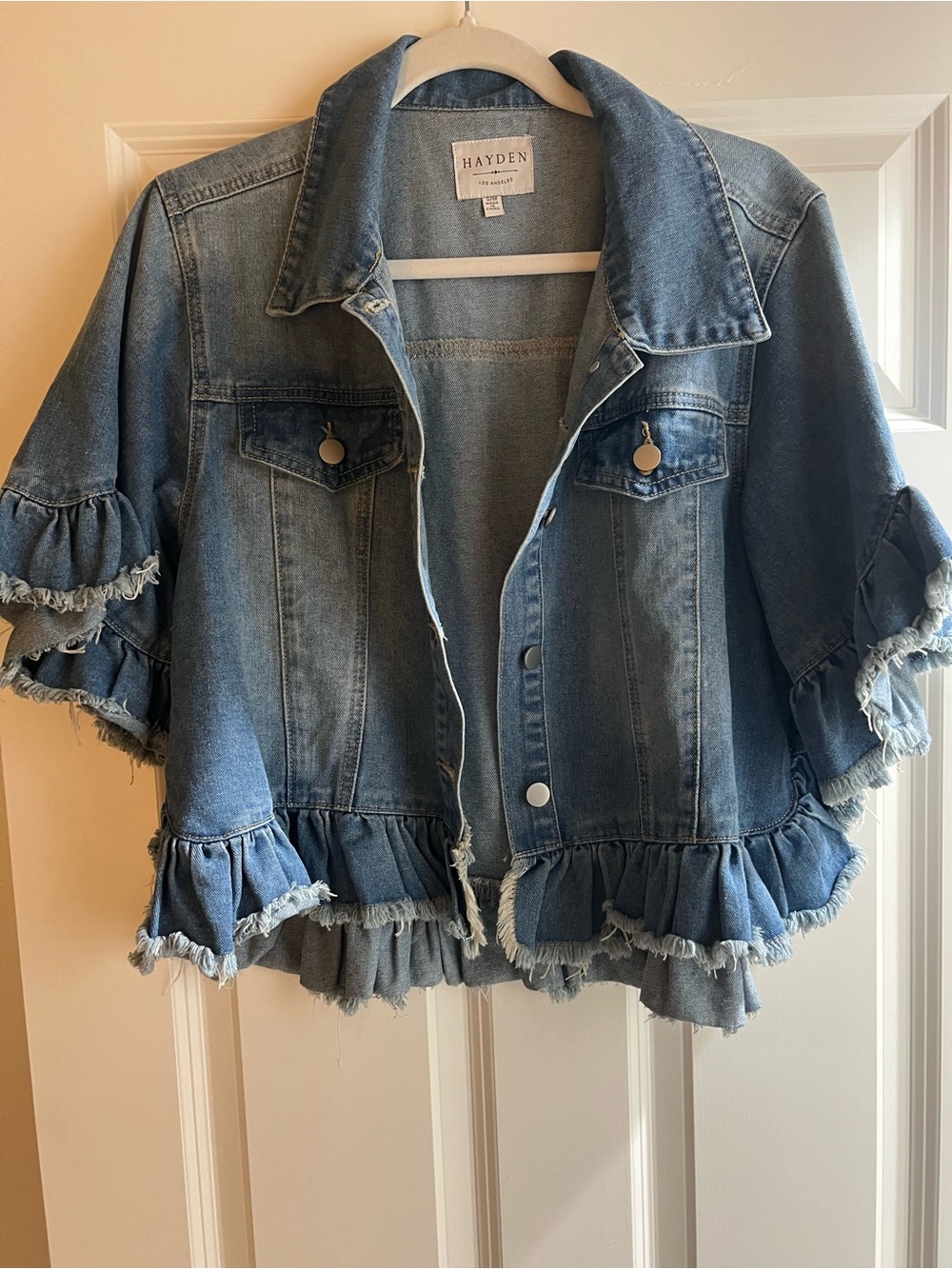 Hayden Los Angeles Boho Denim Ruffle Jacket